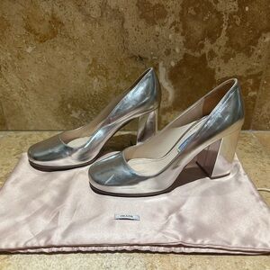Prada Metallic Silver Women's Heels